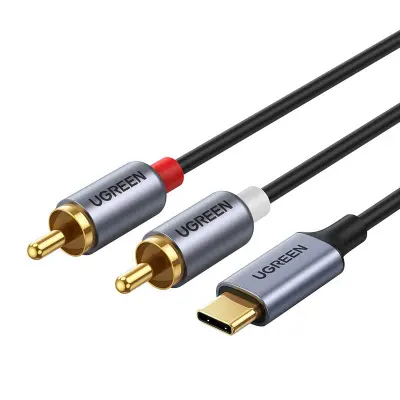 Kabel USB-C na 2x RCA UGREEN CM451 (činč) 1,5m (črn)
