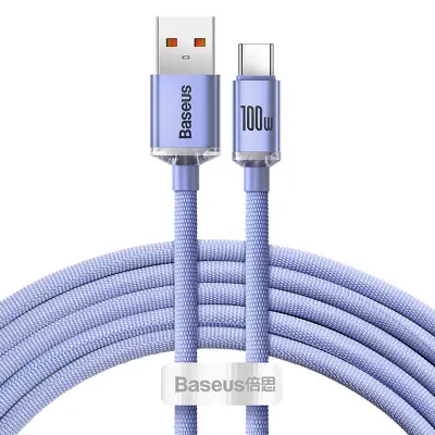 Baseus Crystal Shine kabel USB na USB-C, 5A, 1,2 m (vijoličen)