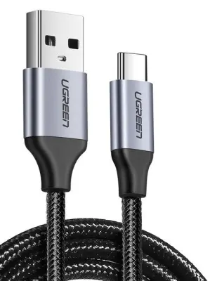 Ponikljan kabel USB-C QC3.0 UGREEN 0,5 m z aluminijastim vtičem (črn)