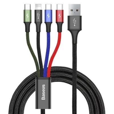 Baseus Fast USB kabel 4v1 2xUSB-C / Lightning / Micro 3,5A 1,2m - črn