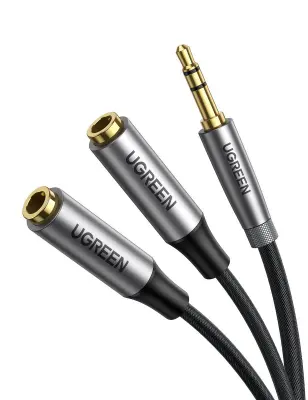UGREEN AV191 AUX Avdio razdelilnik z jack 3,5 mm kabel, 20 cm (srebrn)