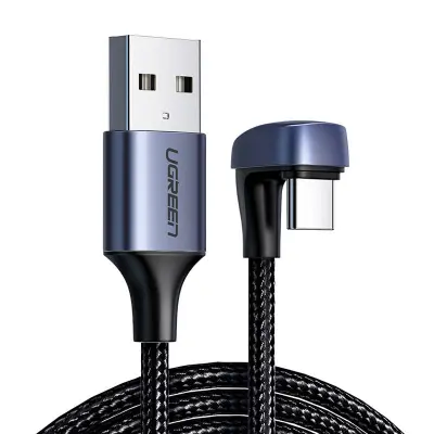 Kotni kabel USB2.0 moški na USB-C UGREEN 3A, 2m (črn)