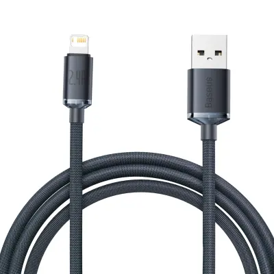 Baseus Crystal Shine kabel USB na Lightning, 2.4A, 2m (črn)