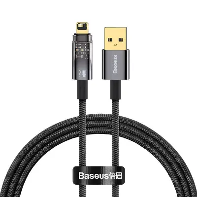 Baseus Explorer USB v Lightning kabel, 2,4 A, 1 m (črn)