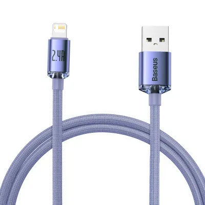 Baseus Crystal Shine kabel USB na Lightning, 2,4 A, 1,2 m (vijoličen)