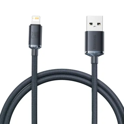 Baseus Crystal Shine kabel USB na Lightning, 2.4A, 1.2m (črn)