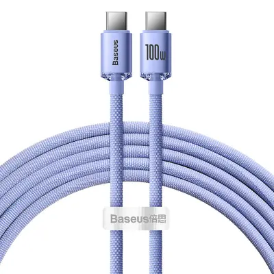 Baseus Crystal Shine kabel USB-C na USB-C, 100 W, 1,2 m (vijoličen)