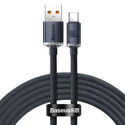 Baseus Crystal Shine kabel USB na USB-C, 100W, 1,2 m (črn)