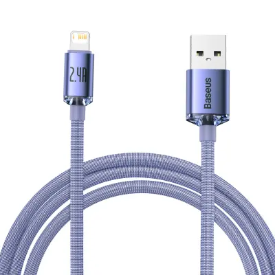 Baseus Crystal Shine kabel USB na Lightning, 2.4A, 2m (vijoličen)