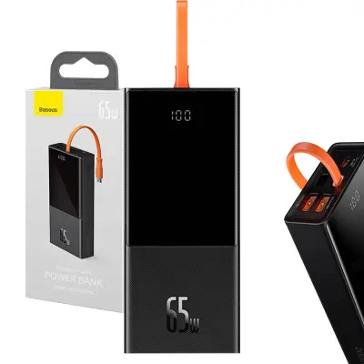Powerbank Baseus 20000mAh, PD, 2xUSB + USB-C, kabel USB-C, 65W