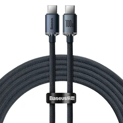 Baseus Crystal Shine kabel USB-C na USB-C, 100W, 2m (črn)