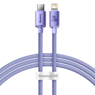 Baseus Crystal Shine kabel USB-C na Lightning, 20W, PD, 1,2 m (vijoličen)