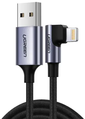 USB na Lightning kotni kabel UGREEN US299, MFi, 1m (črn)