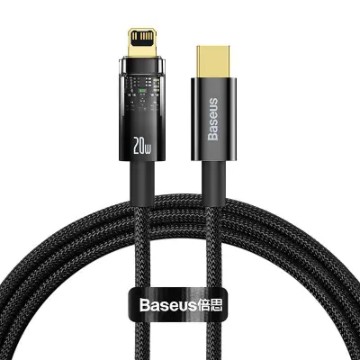 Baseus Explorer, kabel USB-C v Lightning, 20 W, 1 m (črn)