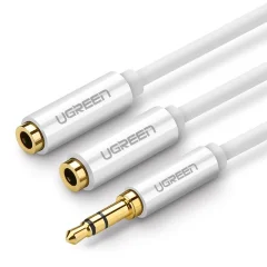 AUX audio splitter 3,5 mm jack kabel UGREEN AV123, 25 cm (bel)