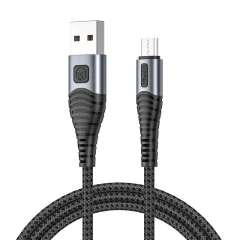 USB na Micro USB kabel Vipfan X10, 3A, 1,2m, pleten (črn)