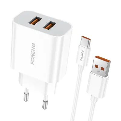 Hitri polnilec Foneng 2x USB EU45 + kabel USB Type C