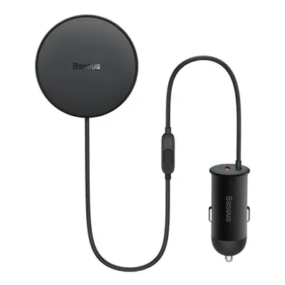 Magnetno držalo za avtomobilski telefon Baseus CW01 na prezračevalno mrežo z avtomobilskim polnilnikom USB-C, 15 W + 25 W (črna)