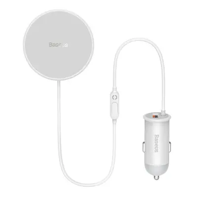 Baseus CW01 Magnetno držalo za telefon v avtu na prezračevalno mrežo z avto polnilcem USB, 15W + 25W (bela)