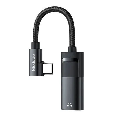 USB-C v AUX mini jack 3,5 mm + USB-C adapter, Mcdodo CA-1880 (črn)