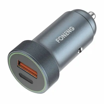 Komplet za avtopolnilec z enim USB Foneng C16 (kovina)