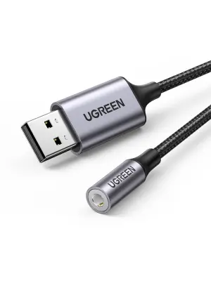 Avdio adapter UGREEN CM477, USB na Mini Jack 3,5 mm AUX (siv)