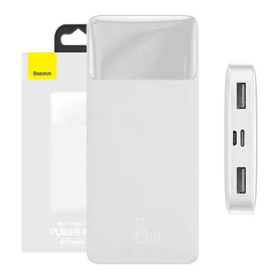 Powerbank Baseus Bipow 10000mAh, 2xUSB, USB-C, 15W (bel)