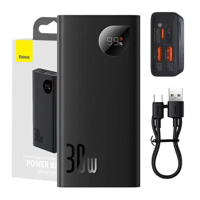 Powerbank Baseus Adaman2 10000mAh, 2xUSB, USB-C, 30W (črna)