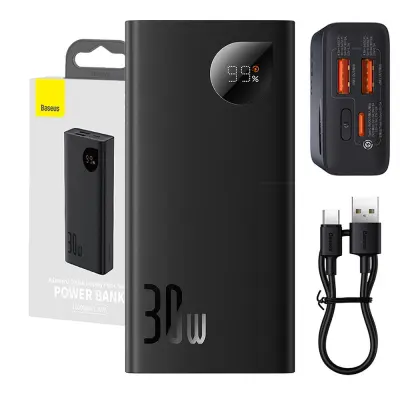 Powerbank Baseus Adaman2 10000mAh, 2xUSB, USB-C, 30W (črna)