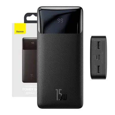 Powerbank Baseus Bipow 20000mAh, 2xUSB, USB-C, 15W (črna)