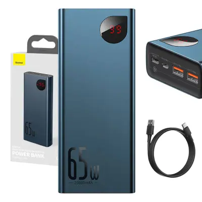 Powerbank Baseus Adaman Metal 20000mAh PD QC 3.0 65W 2xUSB + USB-C + micro USB (modra)