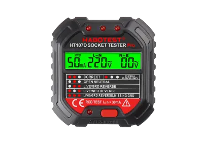 Tester vtičnic z digitalnim zaslonom Habotest HT107D