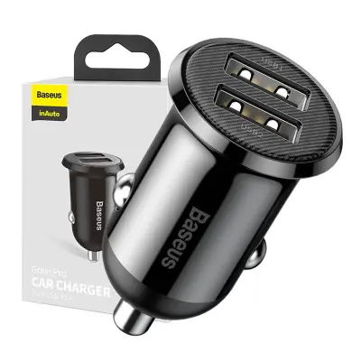 Baseus Grain Pro Car Charger 2x USB 4.8A (črn)