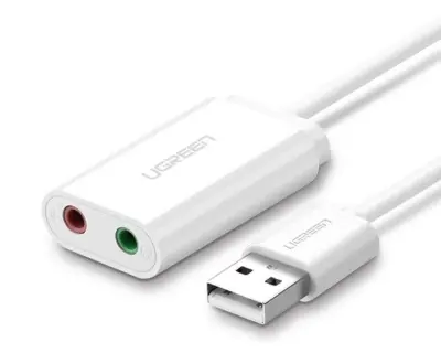 Zunanja USB zvočna kartica UGREEN 15cm (bela)