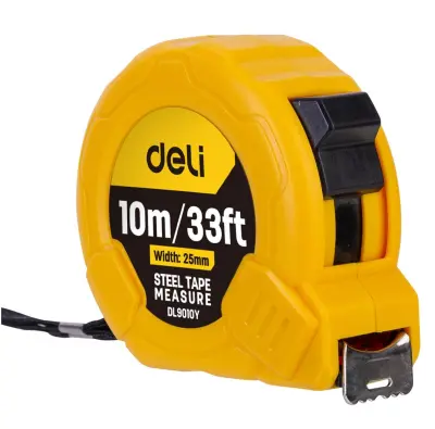 Jekleni merilni trak 10m/25mm Deli Tools EDL9010Y (rumen)