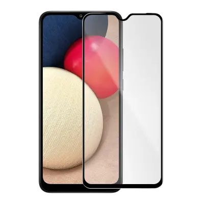 Zašcitno steklo iz kaljenega stekla Samsung Galaxy A12 s poševnimi robovi, popoln oprijem - crn obris