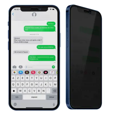 Kaljeno steklo iPhone 12 / 12 Pro Anti-spy Full Protection, Ultra-resistant - Crna