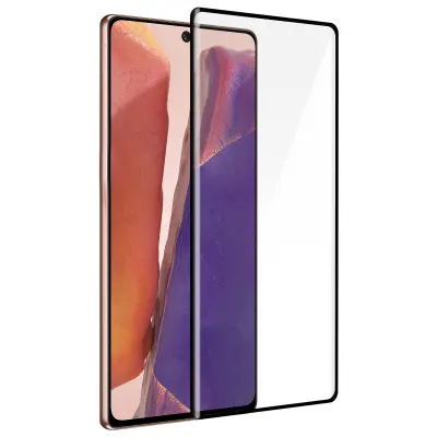 Zašcita zaslona iz kaljenega stekla Samsung Galaxy Note 20 z ukrivljenimi robovi, izjemno odporna - crna