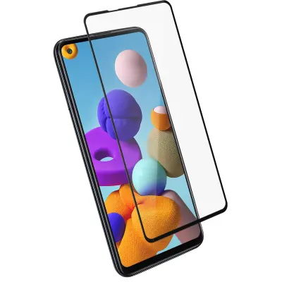Zašcitno steklo iz kaljenega stekla Samsung Galaxy A21s, izjemno odporna trdota 9H - crna