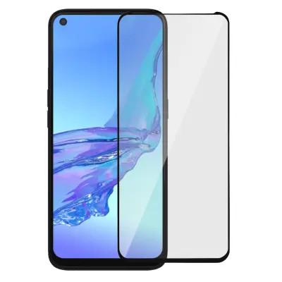Zašcita zaslona iz kaljenega stekla Oppo A53 / A53s s poševnimi robovi, popoln oprijem - crn obris