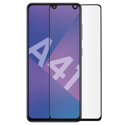 Folija iz kaljenega stekla Samsung Galaxy A41 9H s polnim oprijemom in lepilom - crna