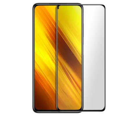 Zašcitno steklo Xiaomi Poco X3 in X3 Pro iz kaljenega stekla s poševnimi robovi, popoln oprijem - crn obris