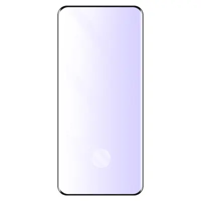 Kaljeno steklo Samsung S20 z modro svetlobo, ki blokira popolno zašcito in ukrivljene robove - crn obris