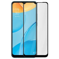 Zašcita zaslona iz kaljenega stekla Oppo A15 / Oppo A16 s poševnimi robovi, popoln oprijem - crn obris