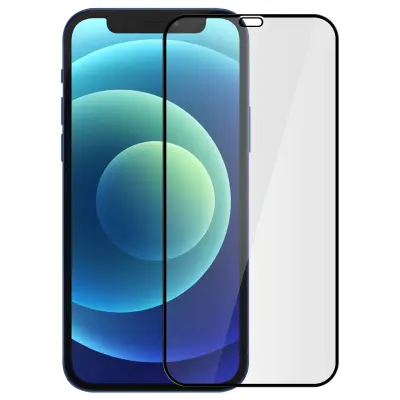 Zašcita zaslona iPhone 12 Mini iz kaljenega stekla s poševnimi robovi, popoln oprijem - crna