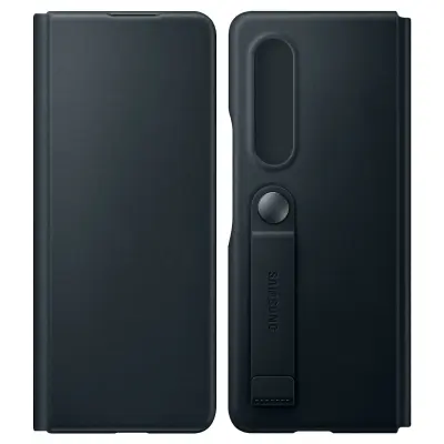 Original temno zelena usnjena torbica na preklopno stojalo str. Samsung Z Fold 3 5G, serija Leather Cover
