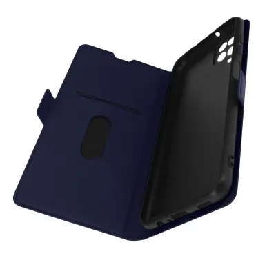 Ovitek za Samsung Galaxy A12, držalo za kartice, stojalo za video in mini magnetni zavihek - moder