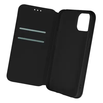 Ovitek za iPhone 13 Pro Max, držalo za kartice, stojalo za video in magnetni preklop - crn