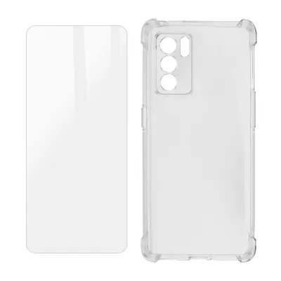 Oppo Reno 6 Premium 360° Protection Pack: mehko ohišje iz kaljenega stekla, odporno na udarce - prozorno