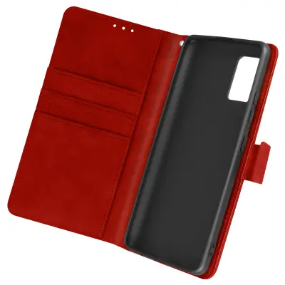 Etui s korokodilskim ucinkom za Samsung Galaxy A51, držalo za kartice in magnetni zavihek - rdec